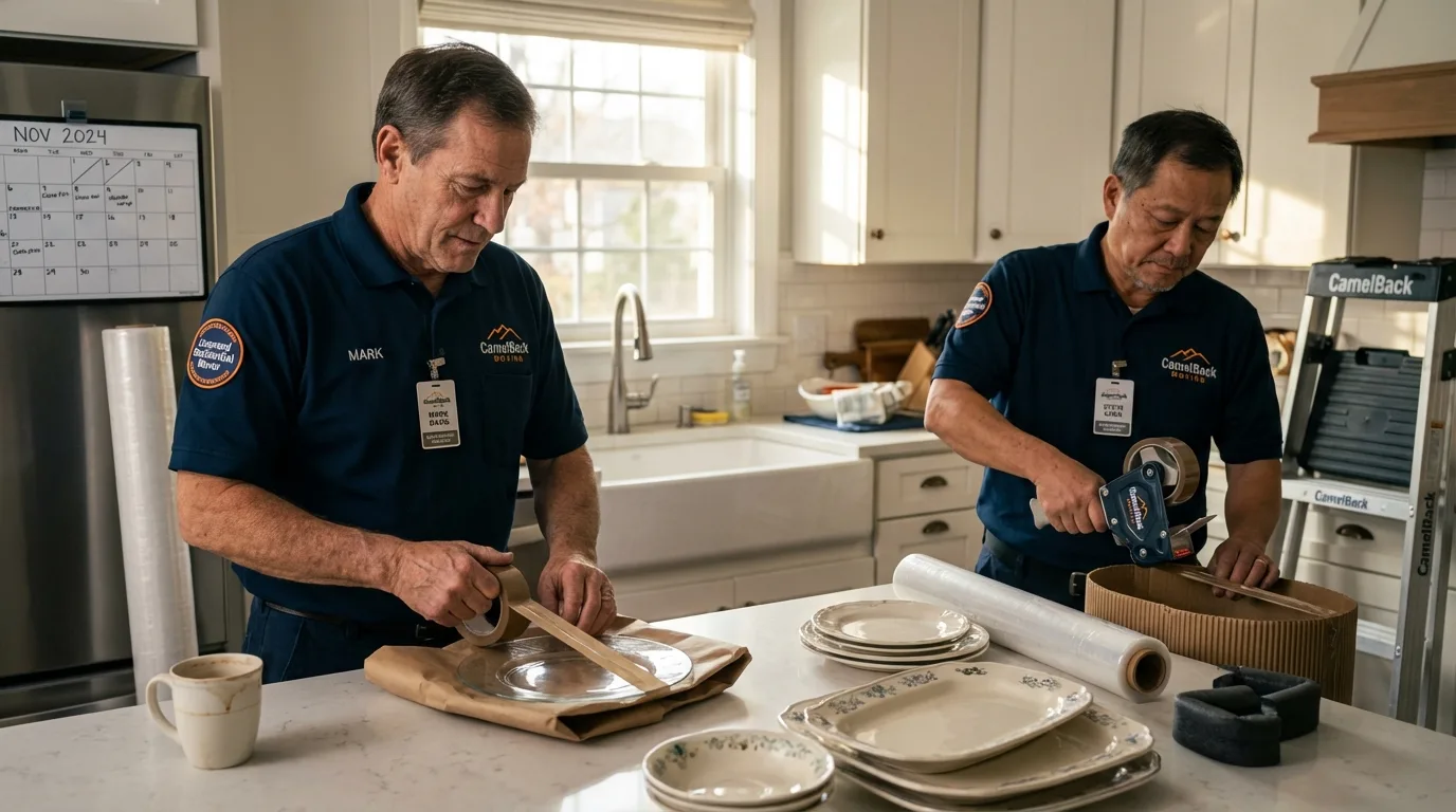 Professional crew packing kitchen dishware in Mitchell, NE